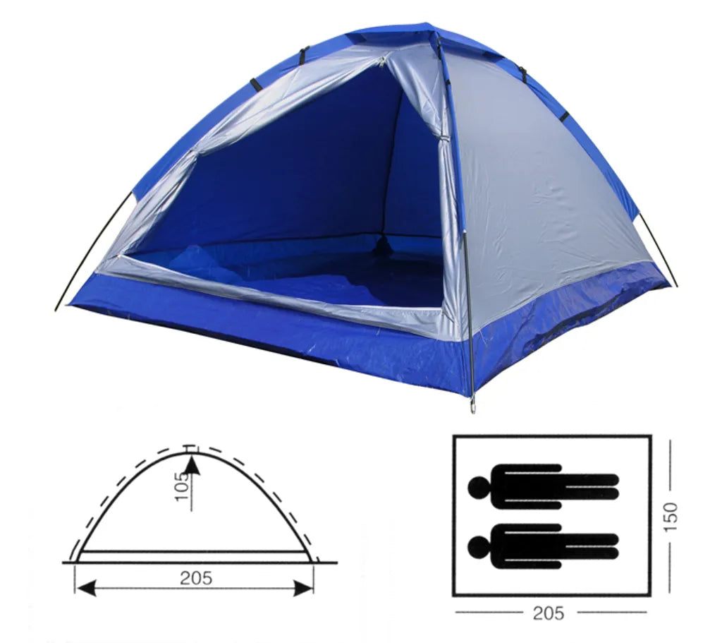 Iglu Zelt - 2 Personen - 205 X 150 X 105cm - Silber/Türkis