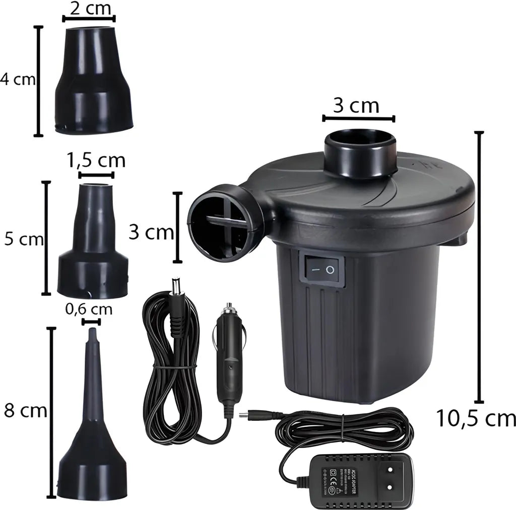 Elektrische Luftpumpe Luftmatratze 3 Luftdüse Tragbar Elektropumpe 2 In1 Inflate Deflate Kompressor Matratze Sofa Pool Schwimmring Camping 230V Retoo