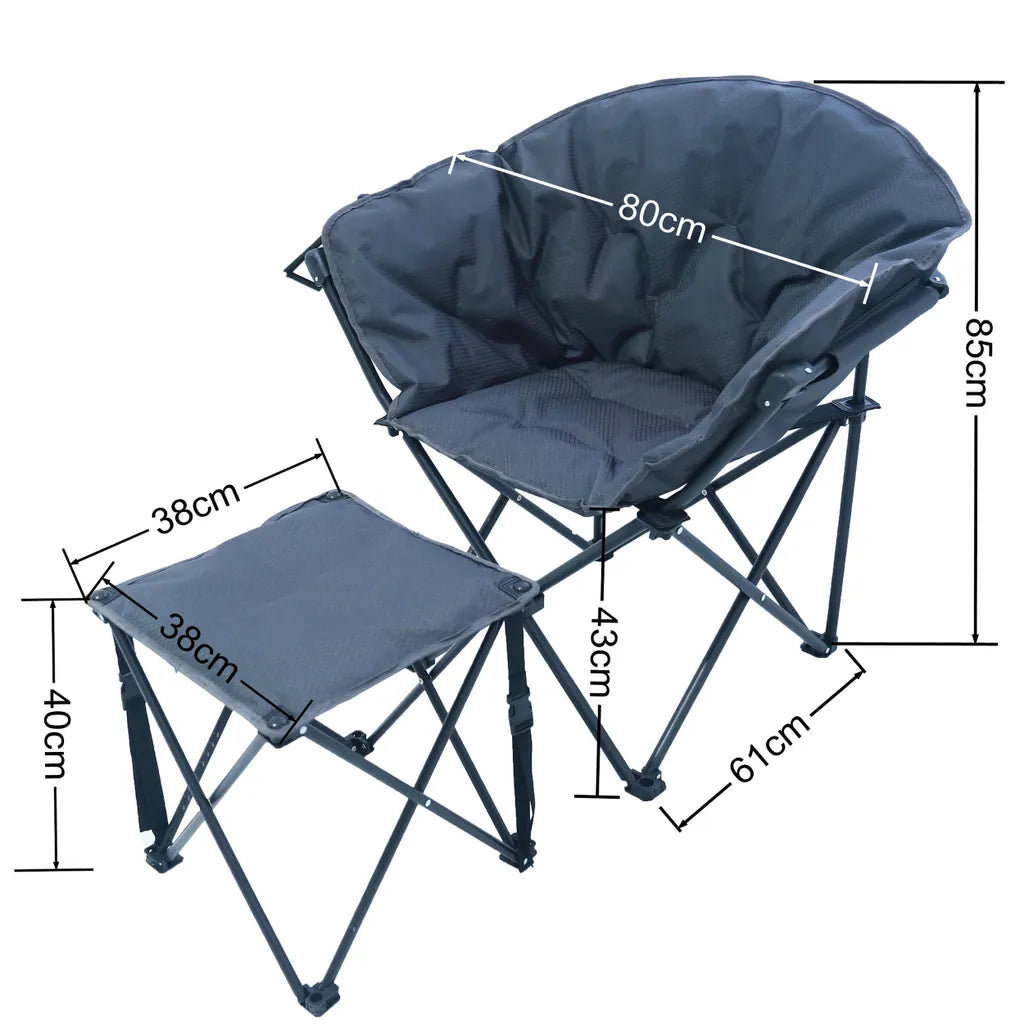 Campingstuhl Set Mit Hocker Faltbar Gepolstert Rip Stop Polyester