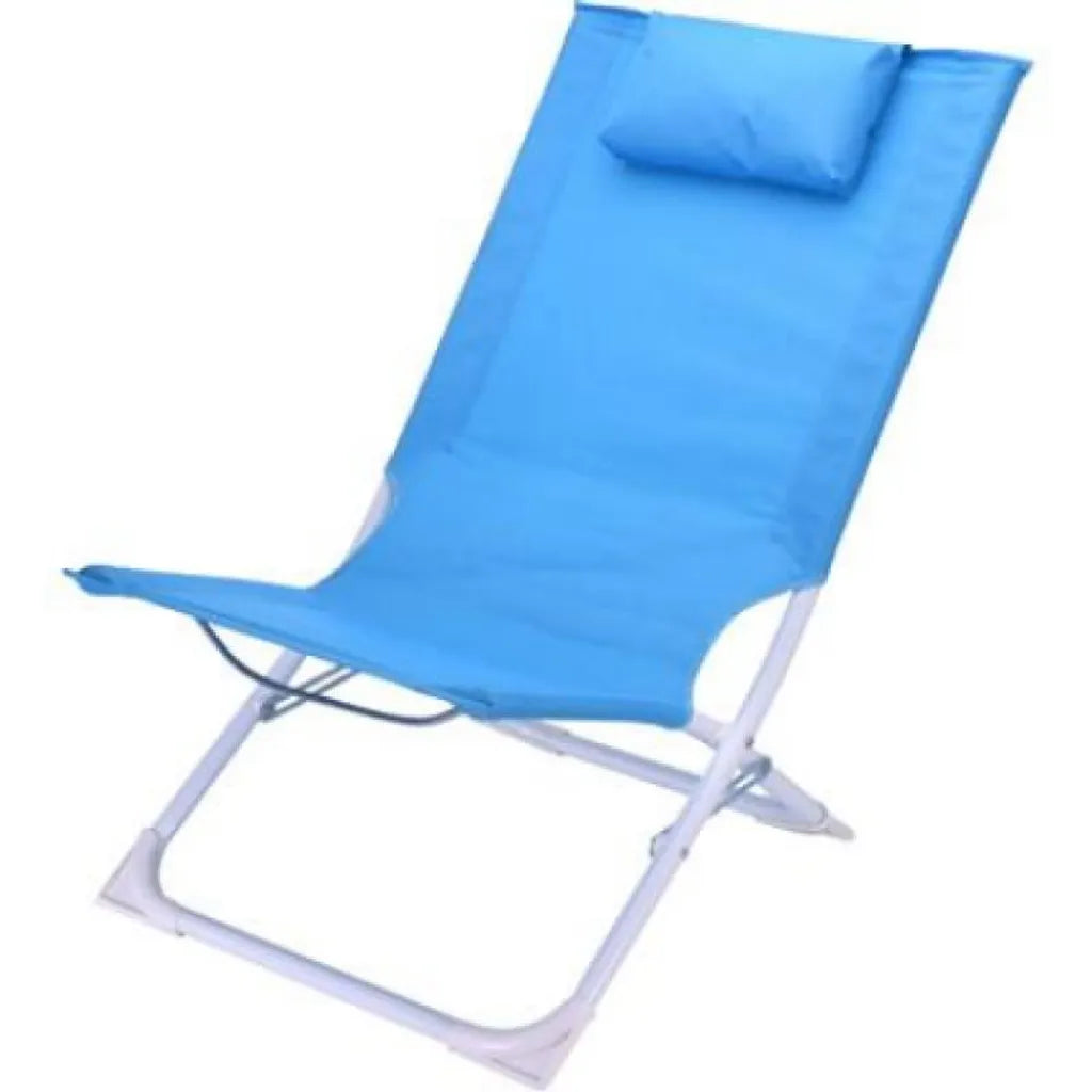 Strandstuhl Mit Kopfpolster - Hellblau - Klappbar