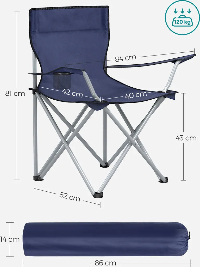 SONGMICS Campingstuhl Klappbar, Camping Stuhl, 2er Set, Faltbar, Bis Zu 120 Kg Belastbar GCB01IN