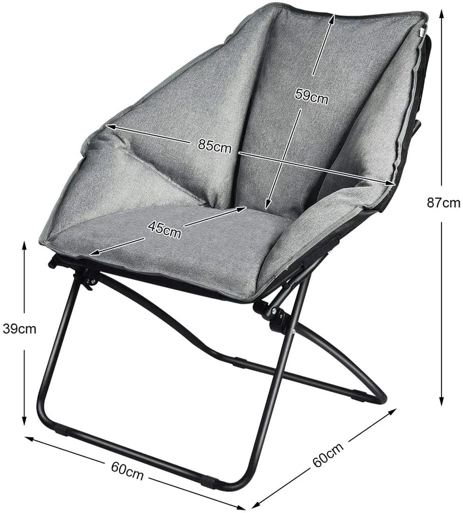 COSTWAY Moon Chair Gepolsterte Klappstuhl Campingstuhl Mondstuhl Faltbar Klappsessel 85X78X87cm