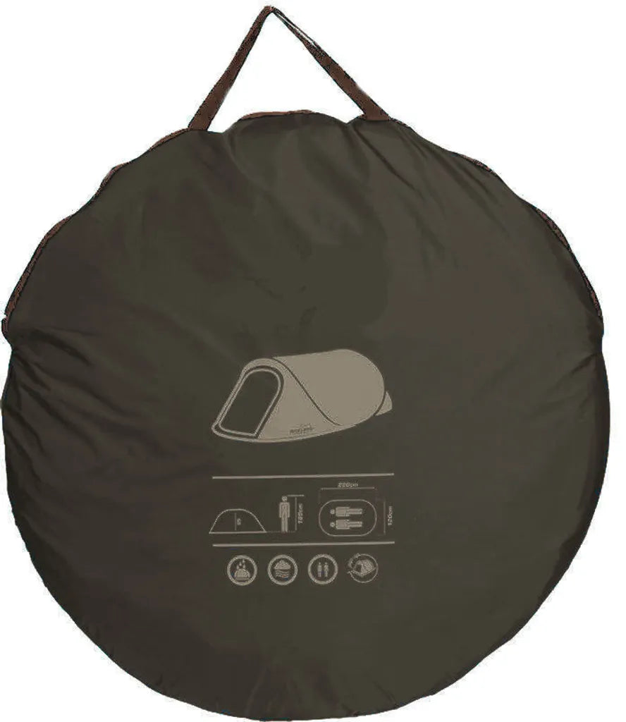 Pop Up Wurfzelt Für 2 Personen - 220 X 120 Cm / Braun - Camping Festival Automatik Trekking Zelt