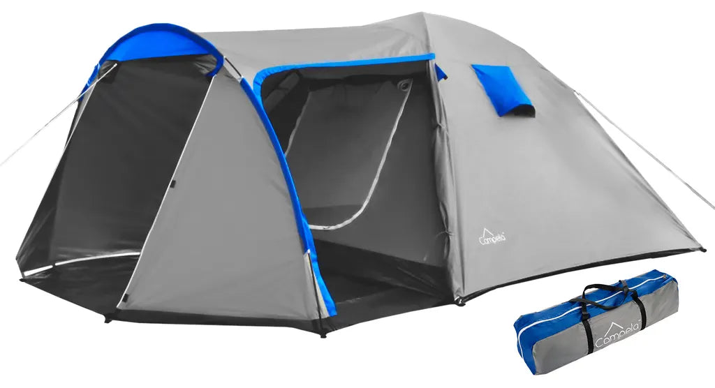 Campela Touristenzelt, Familienzelt, Tropical, Für 4 Personen, Wasserdicht 3000m, Geklebte Nähte, CA0013GRY