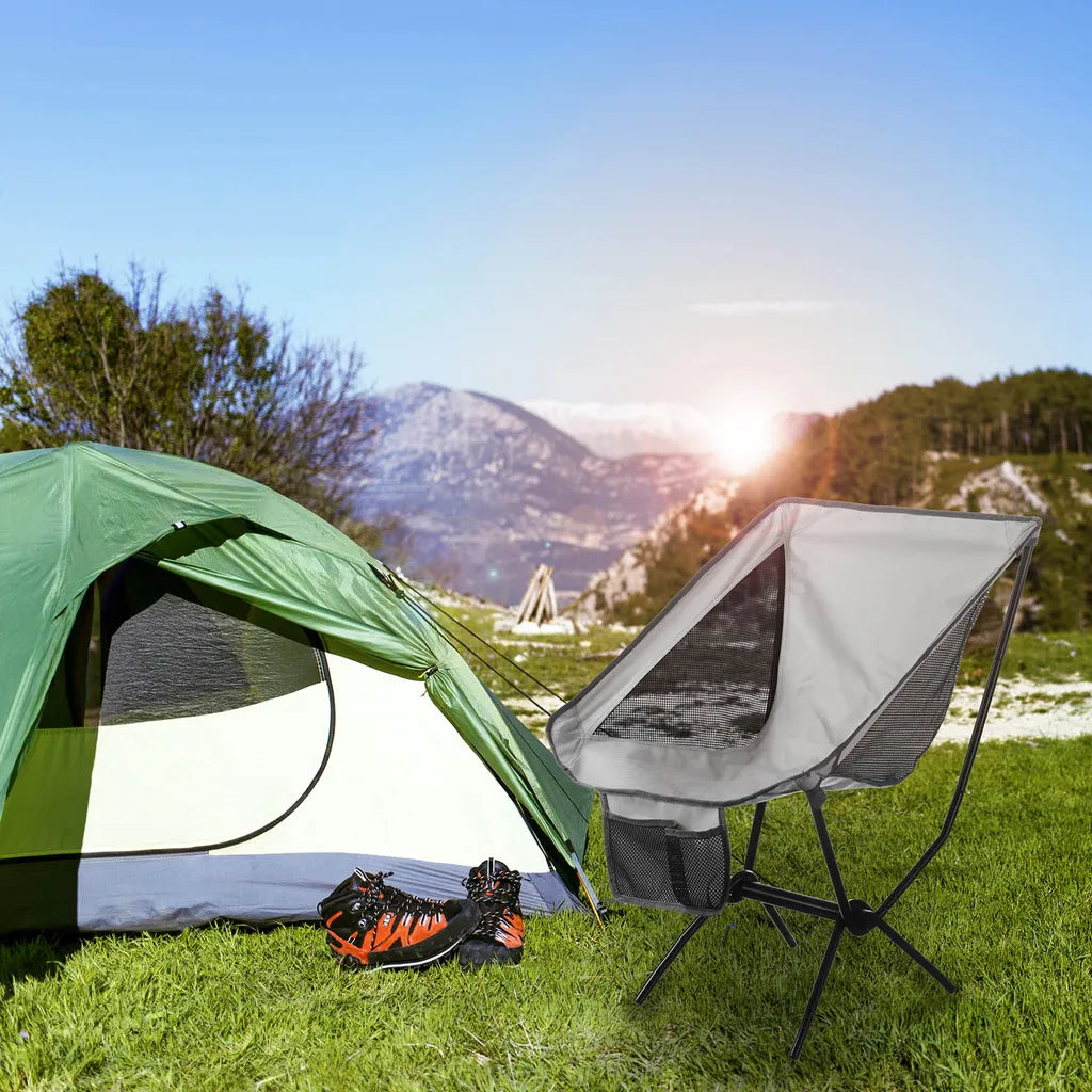Moon Chair Campingstuhl - Faltbarer Campinghocker Moonchair - Extrem Leicht & Kompakt - Grau