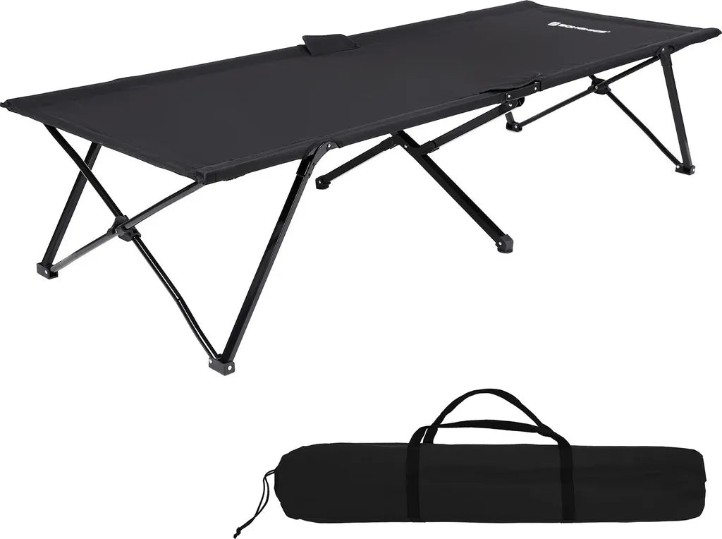  SONGMICS Campingbett Schwarz Oxford-Gewebe XL 206 X 75 X 45 Cm Bis 260 Kg Belastbar Feldbett Stahl Gartenliege Sonnenliege GCB25H