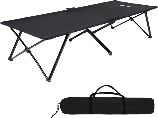  SONGMICS Campingbett Schwarz Oxford-Gewebe XL 206 X 75 X 45 Cm Bis 260 Kg Belastbar Feldbett Stahl Gartenliege Sonnenliege GCB25H