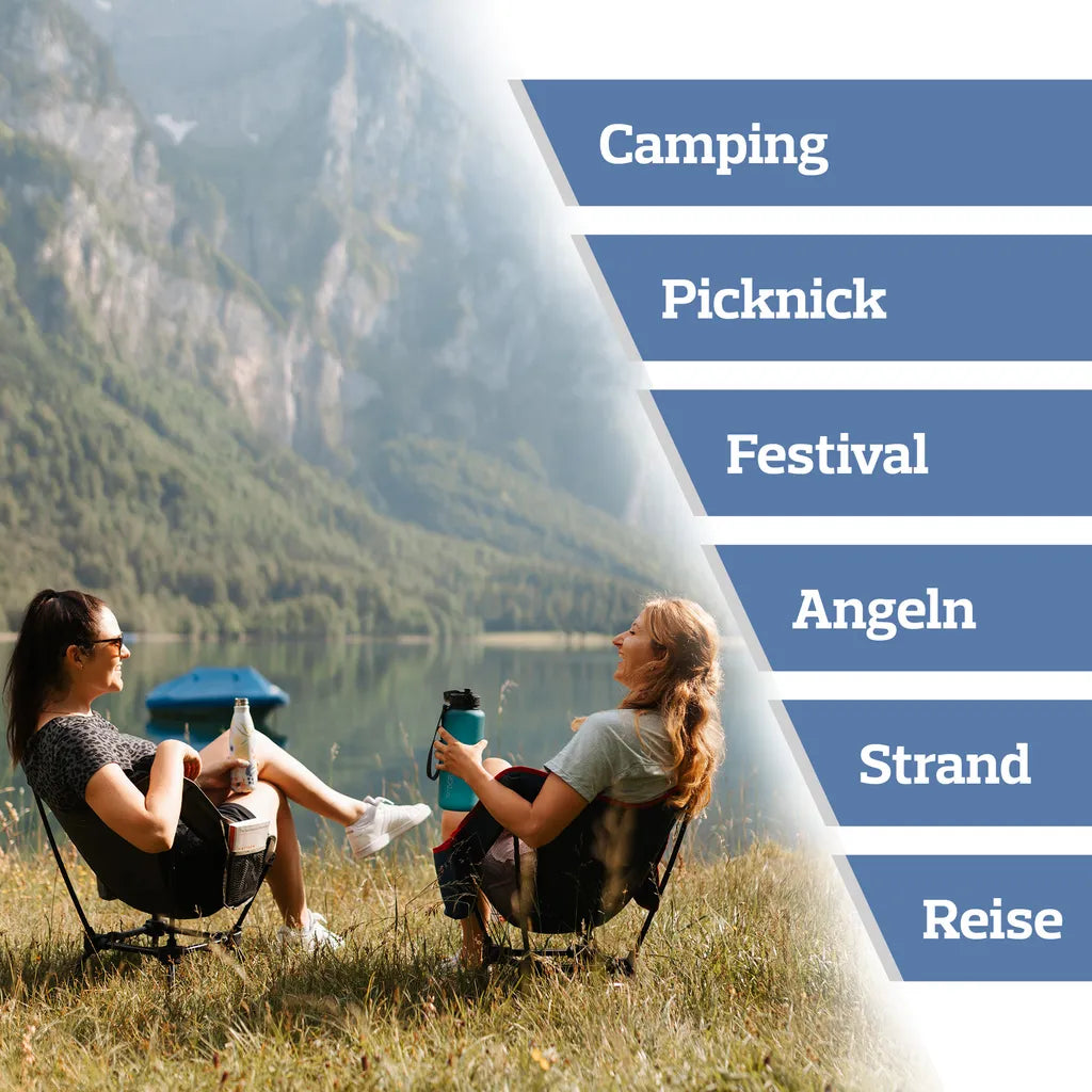  MOUNTREX® Campingstuhl Klappbar – Besonders Stabil, Leicht & Kompakt (bis 120kg) - Klappstuhl Mit Tragetasche - Angelstuhl, Camping Stuhl, Strandstuhl - Breite Sitzfläche, Faltbar (Blau)