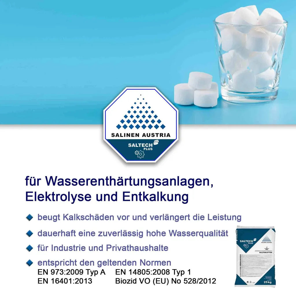  SALTECH Plus 25kg Salztabletten Regneriersalz Wasserenthärtung Wasserenthärter