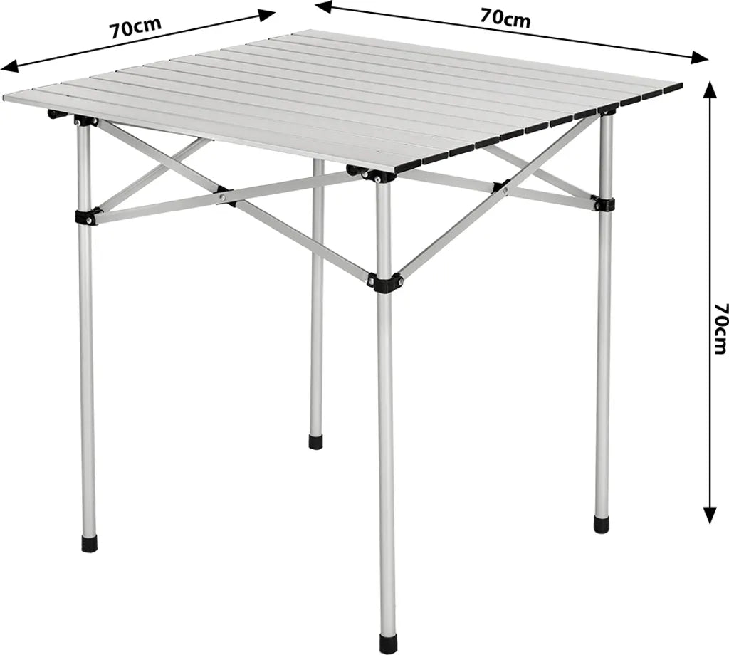  Tectake Camping Klapptisch Aus Aluminium Inkl. Tasche 70x70x70cm - Grau