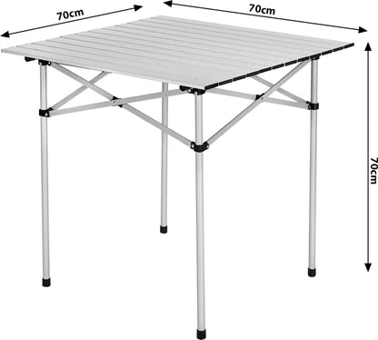  Tectake Camping Klapptisch Aus Aluminium Inkl. Tasche 70x70x70cm - Grau