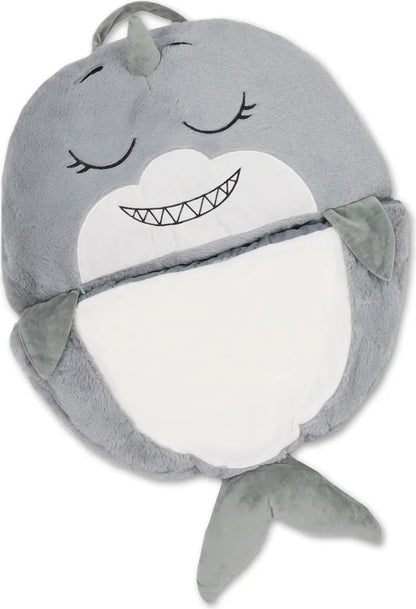  Kinderschlafsack Mit Kissen Indoor - Kuscheltier Schlafsack Für Kinder Kuschelschlafsack 135x50 Cm Grau Hai