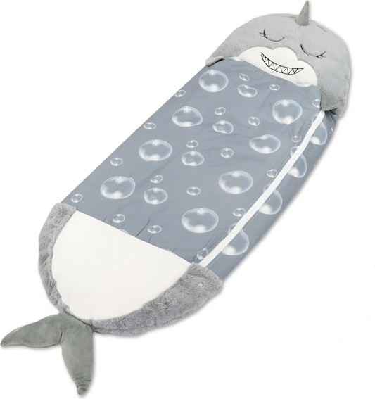  Kinderschlafsack Mit Kissen Indoor - Kuscheltier Schlafsack Für Kinder Kuschelschlafsack 135x50 Cm Grau Hai