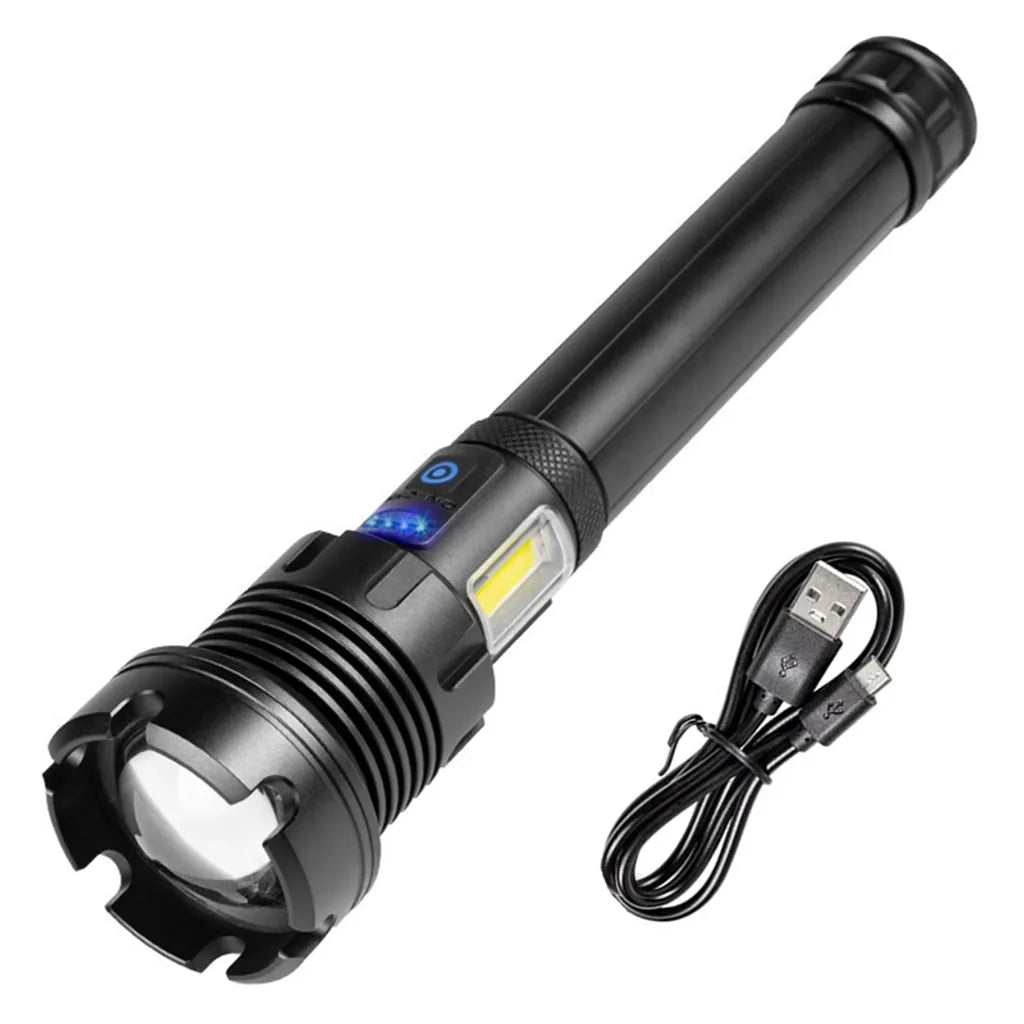  12000 Lumen Taschenlampe, LED Taschenlampe Extrem Hell USB Aufladbar 18650 Batterie, 4 Lichtmodi, Zoombar, Lange Arbeitszeit Taktische Taschenlampe