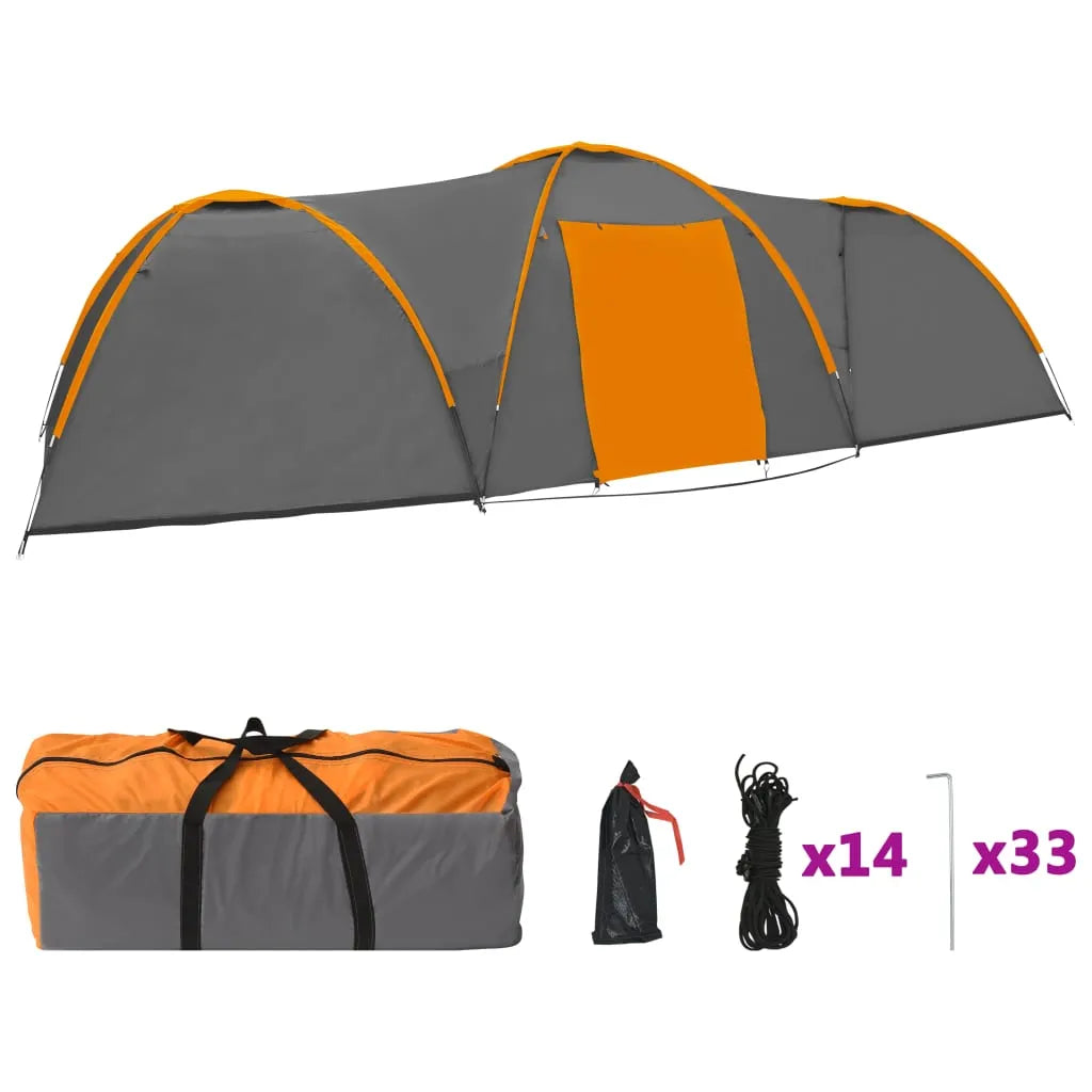 VidaXL Camping-Zelt Iglu 650x240x190 Cm 8 Personen Grau Und Orange