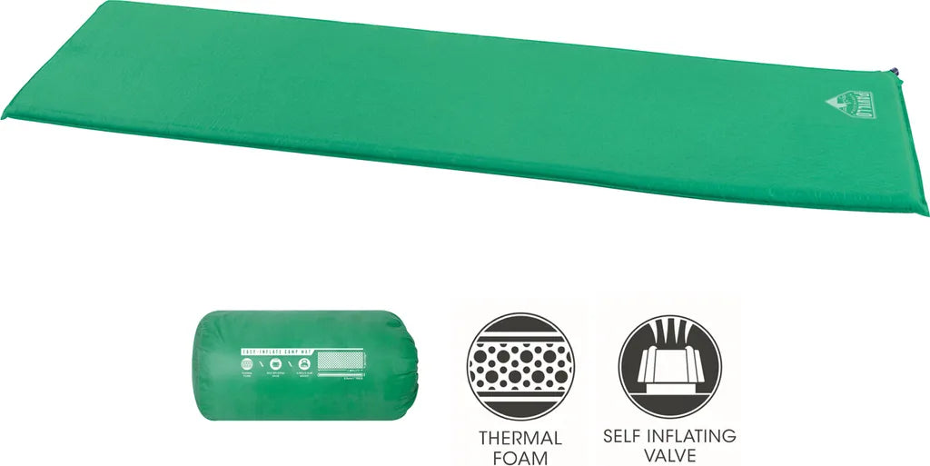  Bestway "Easy-Inflate Camp Mat" Selbstaufblasende Thermomatte, 180 X 50 X 2,5 Cm, Grün, 68058