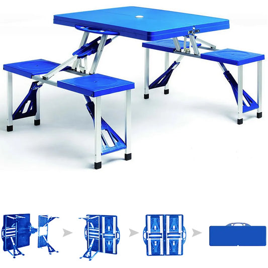  Deuba Alu Campingtisch Mit 4 Stühlen Klappbar Koffertisch Sonnenschirmhalter Tragegriff Campingmöbel Set
