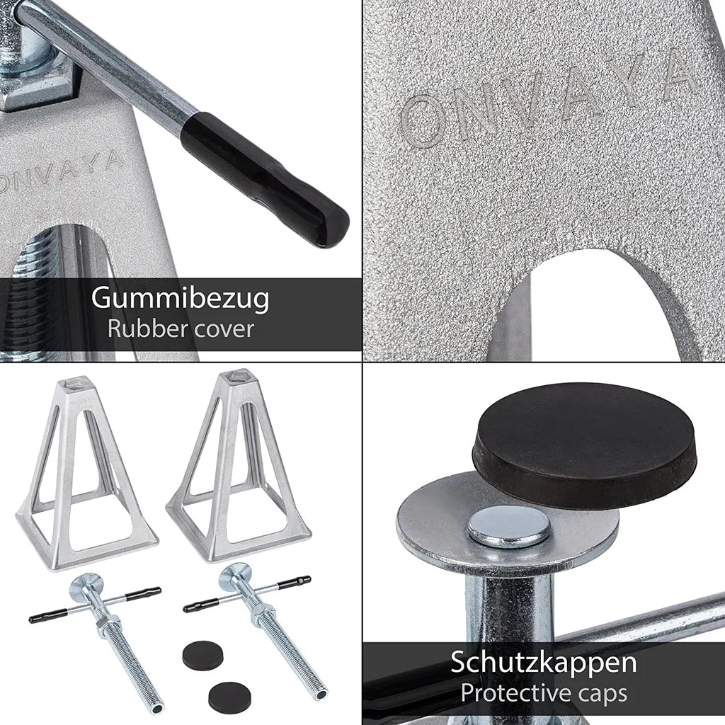  ONVAYA® Stützböcke Für Wohnwagen | Set Aus 2 Stück Wohnwagenstützen | Unterstellböcke Höhenverstellbar | Abstellböcke Wohnmobil | Aluminium | 900 Kg Pro Stütze