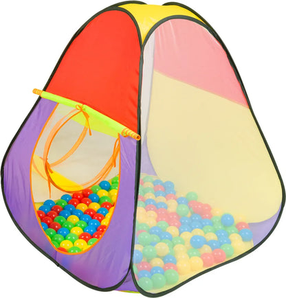  Spielwerk Spielzelt 3-teilig Pop Up Funktion Inkl. 200 Bälle Tragetasche Kinderzimmer Kinder Bällebad Spielhaus Krabbeltunnel Tipi