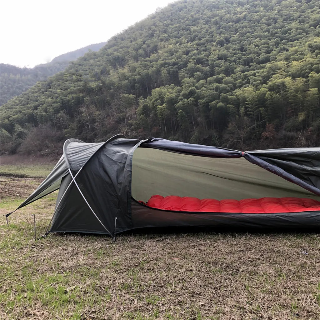  Ultraleichtes Einpersonenzelt, Wasserdichtes Campingzelt Fuer Outdoor-Rucksacktouren, Wandern, Angeln