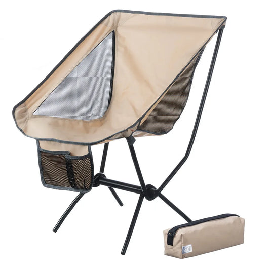  Moon Chair Campingstuhl - Faltbarer Campinghocker Moonchair - Extrem Leicht & Kompakt - Beige