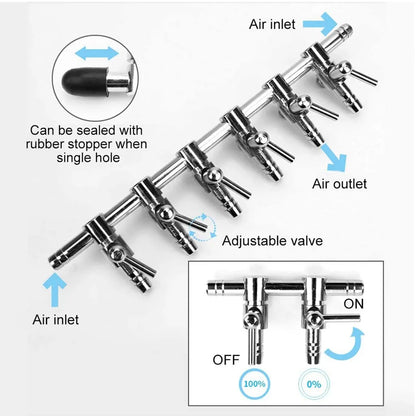 Aquarium Luftverteiler Luftstromregler Rückschlagventil Aquarium Luftregelventil Edelstahl Luftabsperrhahn Aquarium Luftpumpe Zubehör Für 6mm Schlauch Luftpumpe