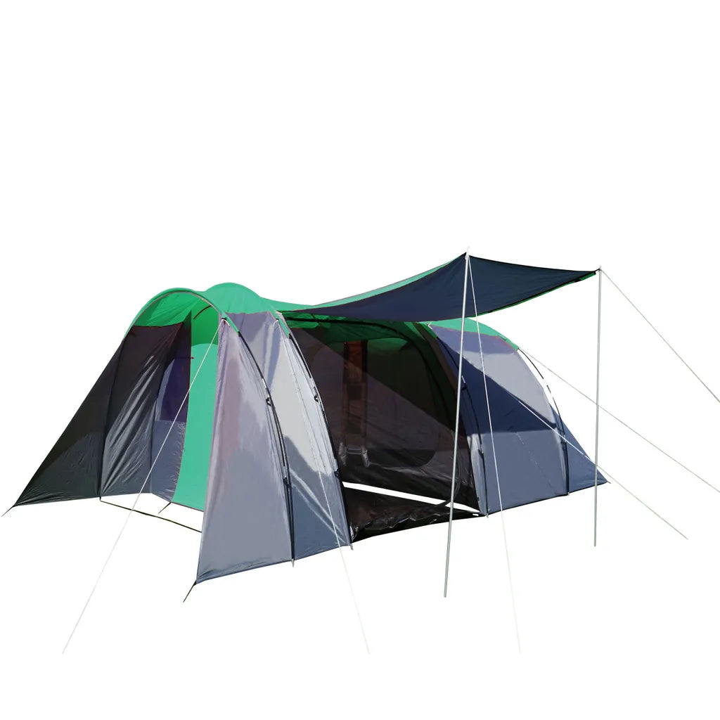  Campingzelt HWC-A99, 6-Mann Zelt Kuppelzelt Festival-Zelt, 6 Personen Grün/grau