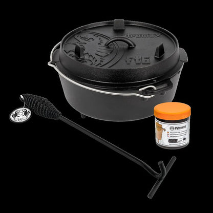  Petromax Feuertopf Dutch Oven Set Pflegepaste Deckelheber FT6 Mit Füßen