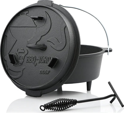  BBQ-Toro Dutch Oven DO6P, 7,3 L Premium Gusseisen Kochtopf, Gusstopf