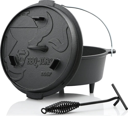  BBQ-Toro Dutch Oven DO6P, 7,3 L Premium Gusseisen Kochtopf, Gusstopf