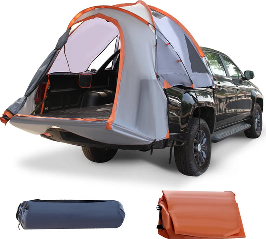  COSTWAY LKW-Zelt 2 Personen LKW-Bett-Zelt Campingzelt Mit Tragetasche Für Camping, Wandern, Outdoor, Orange Und Silber 265x178x100cm