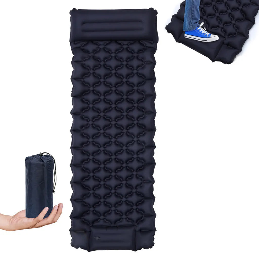  Jiubiaz Camping Isomatte, Kompakte, Selbstaufblasende Schlafmatte Mit Leichtem, Feuchtigkeitsbeständigem Kissen, 192 X 60 X 8.5 Cm, Navy Blau