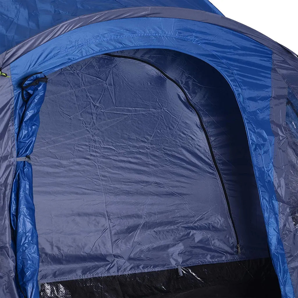  Outsunny Doppelwandzelt Kuppelzelt Outdoor Iglu Familienzelt Für 4 Personen 4 Jahreszeiten Wasserdicht Mit Tragetasche Moskitonetz Tür Polyester + Glasfaser Blau 250 X 300 X 130 Cm