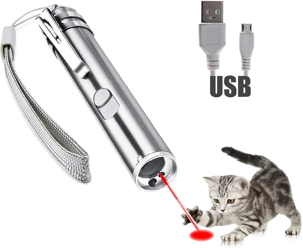  Laserpointer Für Katzen USB Wiederaufladbar, Cat Dog Interactive Lazer Toy, Heimtier-Übungs-Chaser-Tool, 3-Modus,Taschenlampen