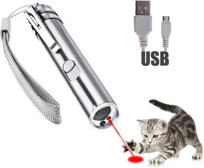 Laserpointer Für Katzen USB Wiederaufladbar, Cat Dog Interactive Lazer Toy, Heimtier-Übungs-Chaser-Tool, 3-Modus,Taschenlampen