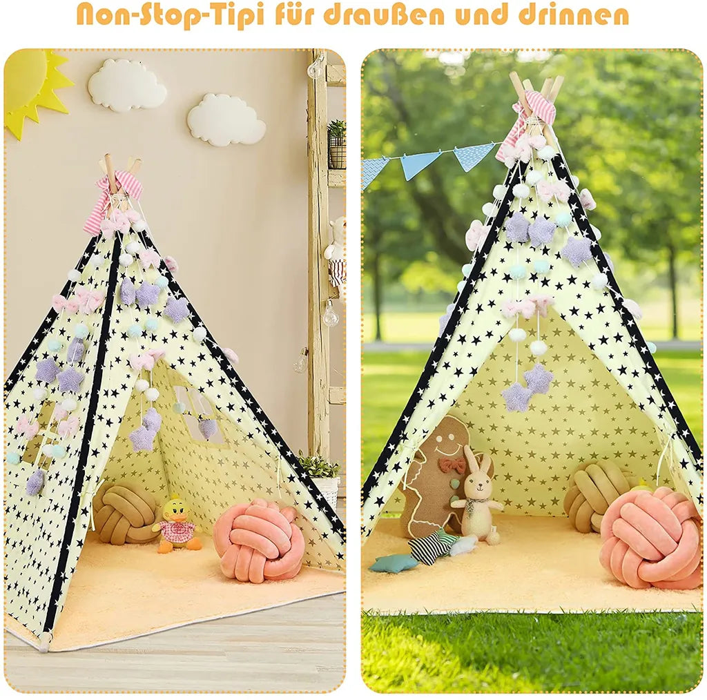  COSTWAY Kinderspielzelt Tipi Zelt Für Kinder Spielzelt Tragbar Kinderzelt Spielhaus Zelt Mit Bodenmatte Für Kinderzimmer
