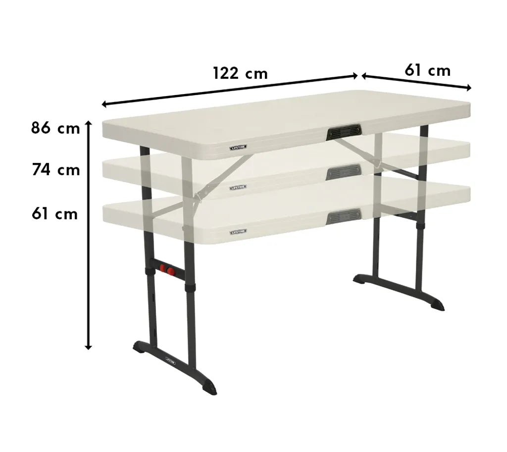  Lifetime Kunststoff Klapptisch Camping | Weiß | 122x61x86 Cm