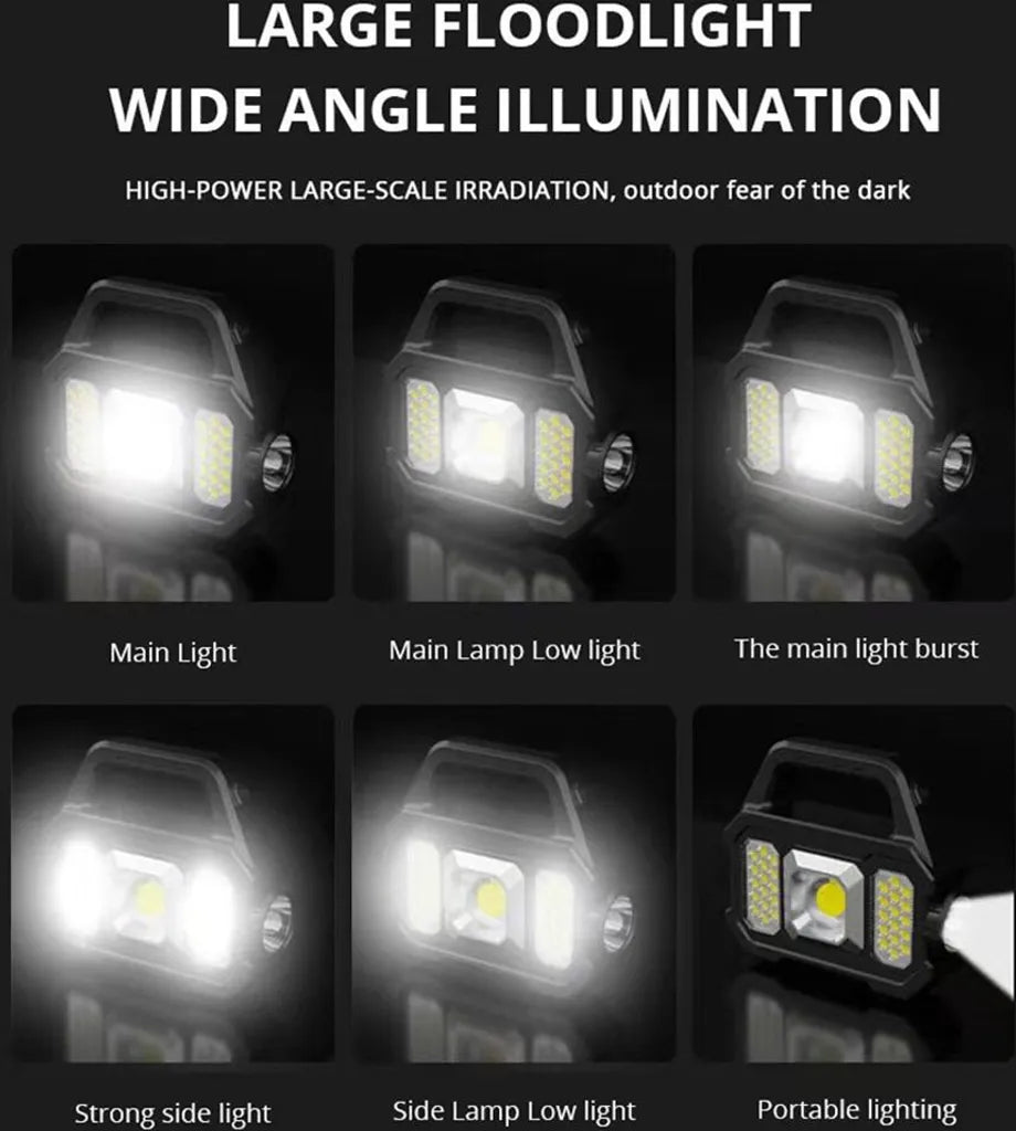 6-Modi Solar LED-Taschenlampe Handlampe, USB Wiederaufladbare Taschenlampe Mit Seitenlicht Camping Suchscheinwerfer Arbeitslampe