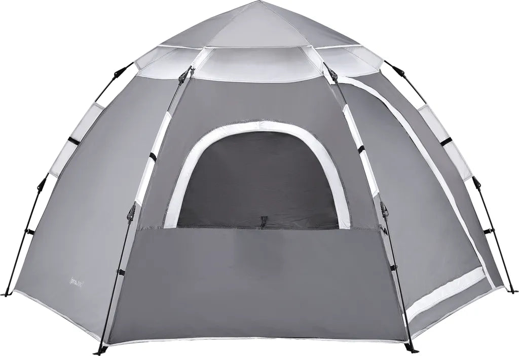 Pro-Tec Campingzelt Nybro Für 2-3 Personen Kuppelzelt 240 X 205 X 140 Cm Sekundenzelt Sofortzelt Camping Automatik Zelt Wasserdicht Grau