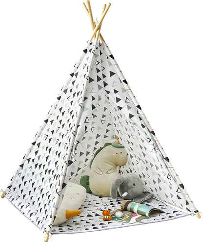  SoBuy OSS03-A02 Tipizelt Spielzelt Zelt Für Kinder Mit 1 Tür Spielhaus Kinderzelt (Weiß/Dreieck)