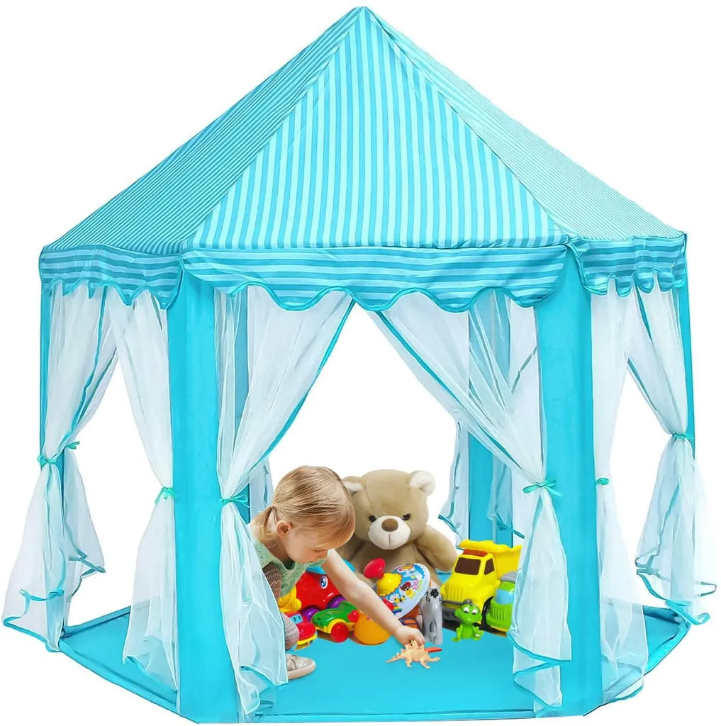  Kinderzelt Babyzelt Spielhaus Prinzessin Spielzelt Bällebad Spielhöhle Zelt Blau
