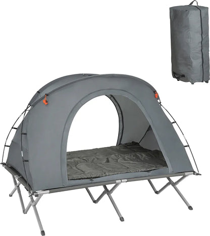  SoBuy OGS60-L-HG Feldbett Mit Zelt Feldbett 4in1-Zelt Mit Campingliege Schlafsack Wurfzelt Matratze Und Zubehör Zelt 2 Personen 2 Mann Zelt
