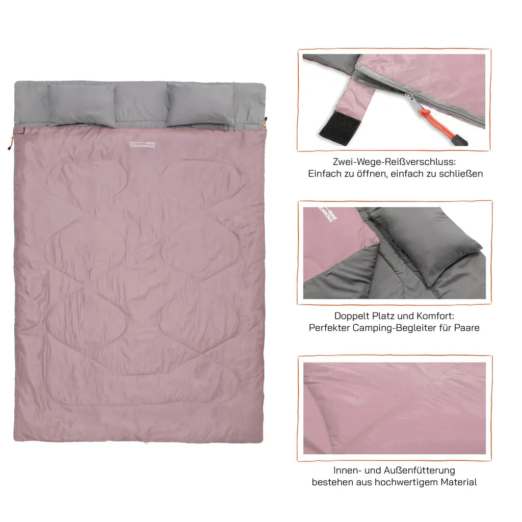  Doppelschlafsack 190+30x150cm Rose