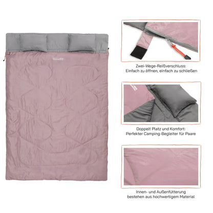  Doppelschlafsack 190+30x150cm Rose