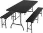  Tectake Campingtischgarnitur Klappbar - Schwarz-Rattanoptik