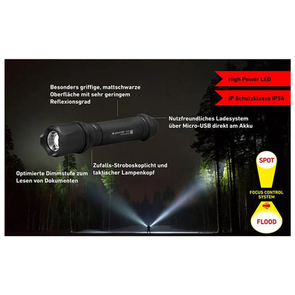  Chip-Fire TX2000R LED Taschenlampe Aus Dem Hause LEDlenser, Ultra-kompakt, 400 Lumen, 14500 Akku, 185 Meter Leuchtweite, Inkl. Gürteltasche, Handschlaufe