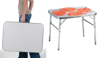  Camp Active Campingtisch - Klappar - Leicht - Höhenverstellbar Von 25 Bis 59CM - Tischplatte 75 X 55 CM - Aluminium/MDF - Weiß