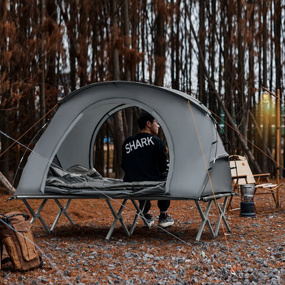  SoBuy OGS60-L-HG Feldbett Mit Zelt Feldbett 4in1-Zelt Mit Campingliege Schlafsack Wurfzelt Matratze Und Zubehör Zelt 2 Personen 2 Mann Zelt