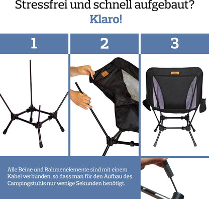  MOUNTREX® Campingstuhl Klappbar – Besonders Stabil, Leicht & Kompakt (bis 120kg) - Klappstuhl Mit Tragetasche - Angelstuhl, Camping Stuhl, Strandstuhl - Breite Sitzfläche, Faltbar (Blau)