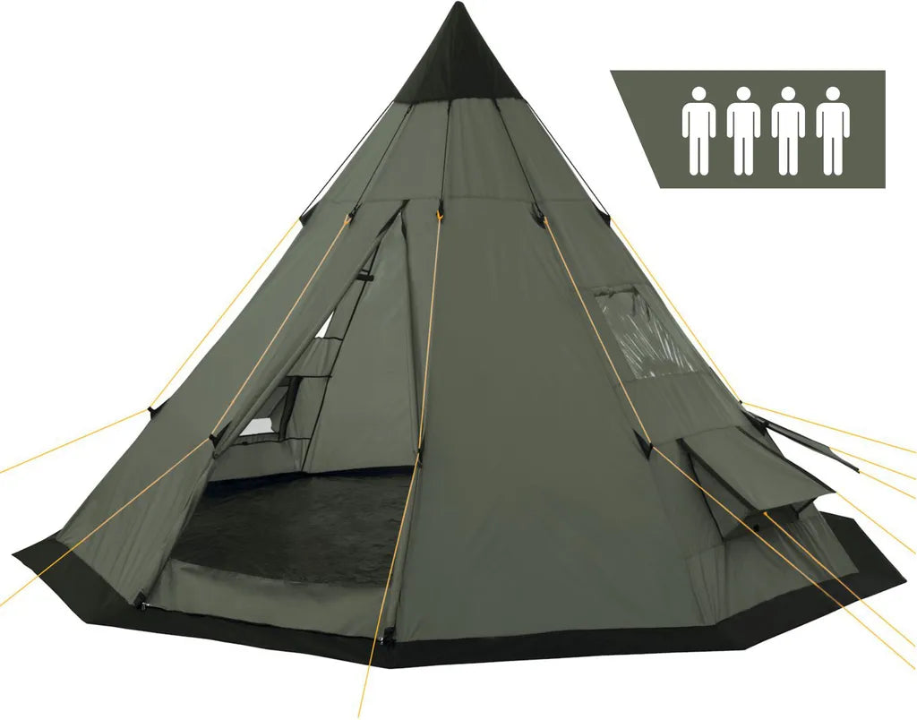  CampFeuer Tipi Zelt Spirit Für 4 Personen | Olivgrün | 3000 Mm Wassersäule